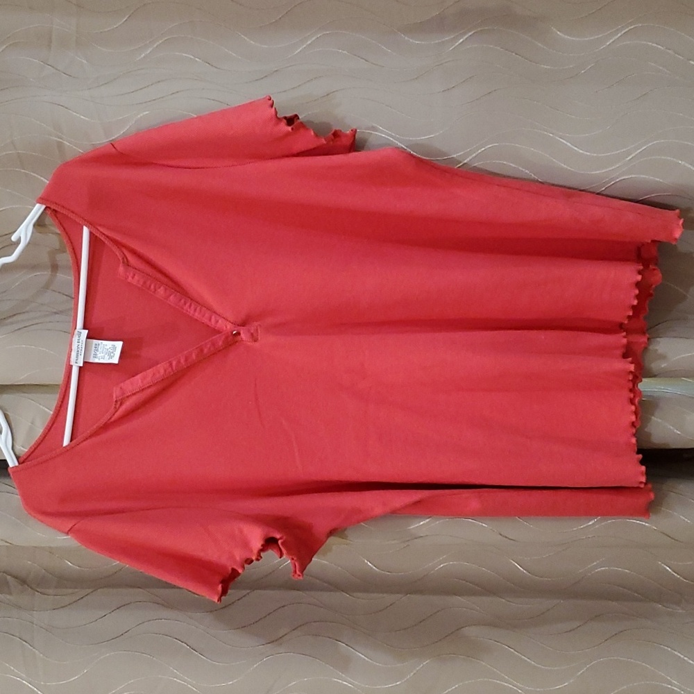 Fashion Bug, v-neck stretch tee, Coral color